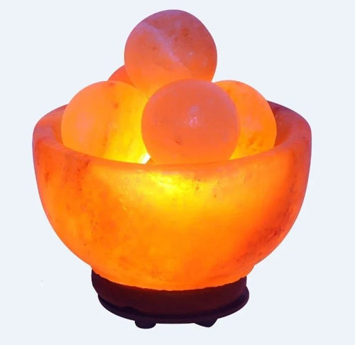 Himalayan salt bowl lamp with - salt,